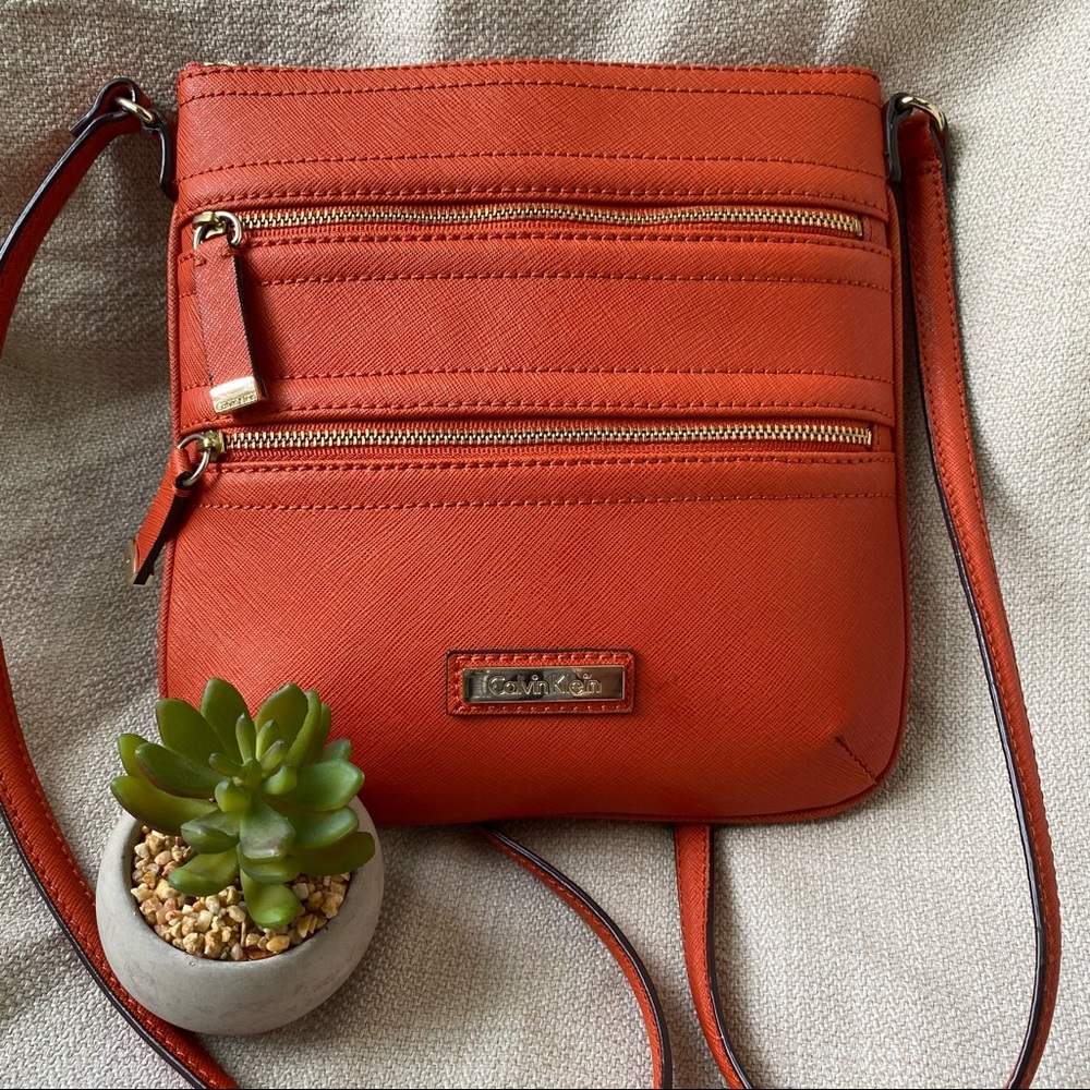 Calvin Klein Orange Leather Crossbody
